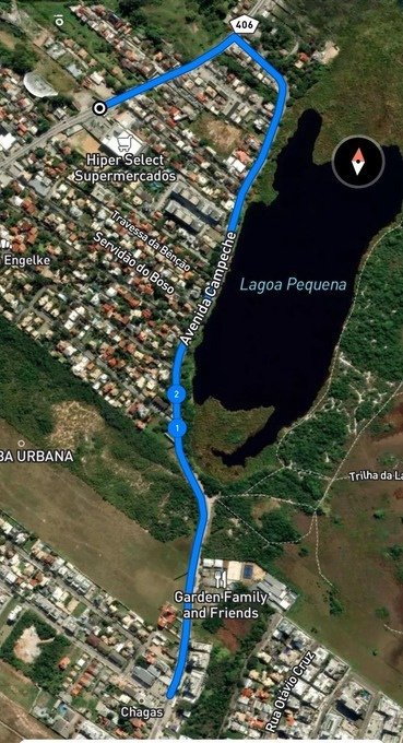 Mapa do percurso de 3km caminhada